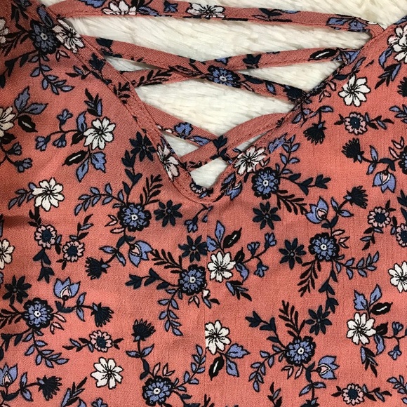 Rue 21, Pink Floral Folklore Lattice Back Cami Top - Picture 4 of 7